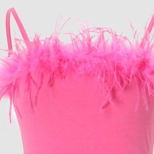 Pink Feather trimmed dress